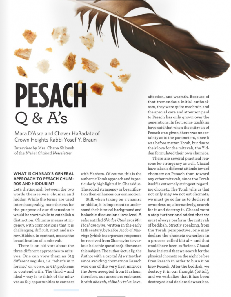 Pesach Q and A's with Rabbi Braun