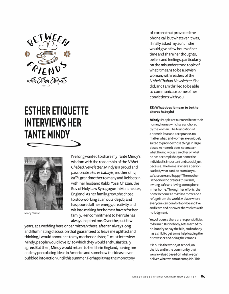 Esther Etiquette Interviews Tante Mindy