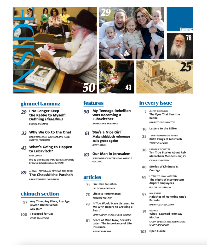 Tammuz 5786 table of contents